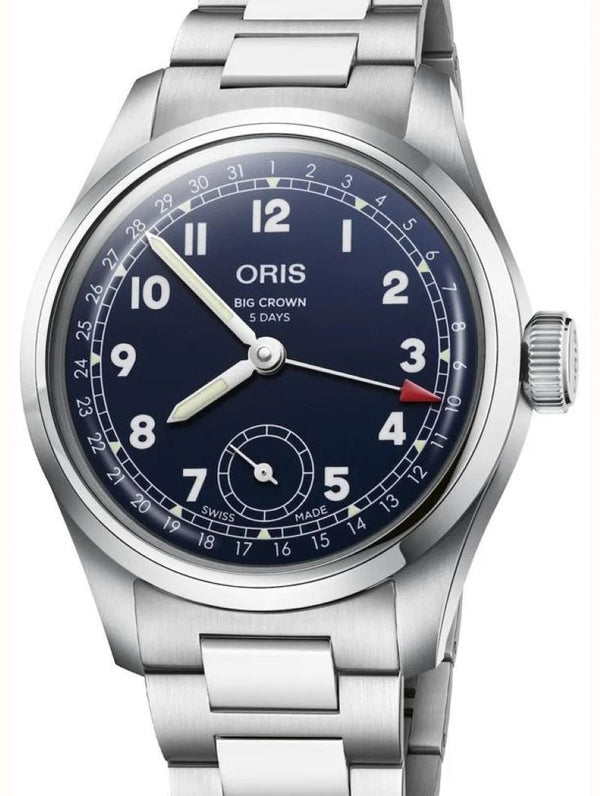 Oris Big Crown Pointer Date Niebieski 38 mm Stal