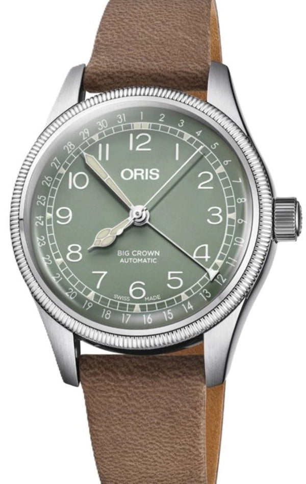 Oris Big Crown Pointer Date Zielony 38 mm Stal