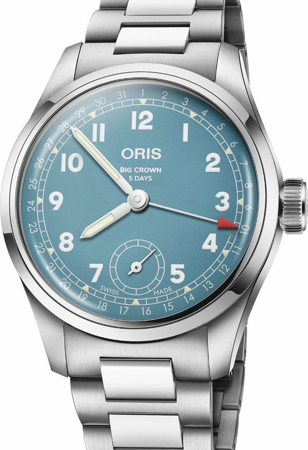 Oris Big Crown Pointer Date Niebieski 38 mm Stal