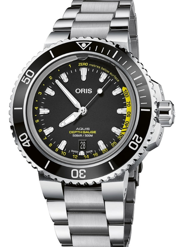 Oris Aquis Depth Gauge Czarny 45.8 mm Stal