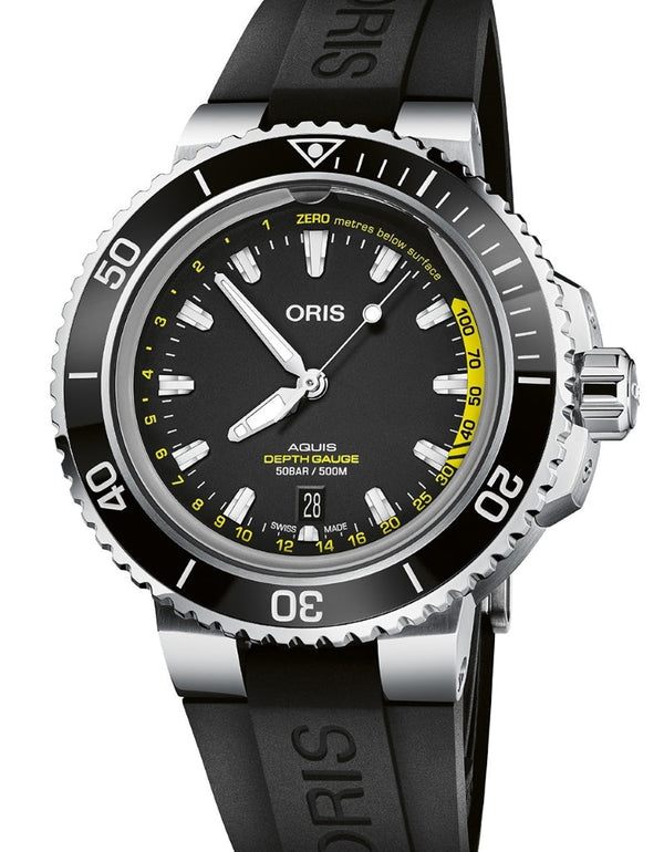 Oris Aquis Depth Gauge Czarny 45.8 mm Stal