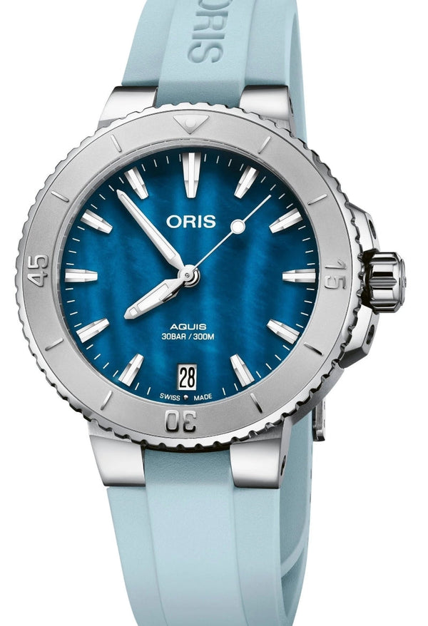 Oris Aquis Date Niebieski 36.5 mm Stal