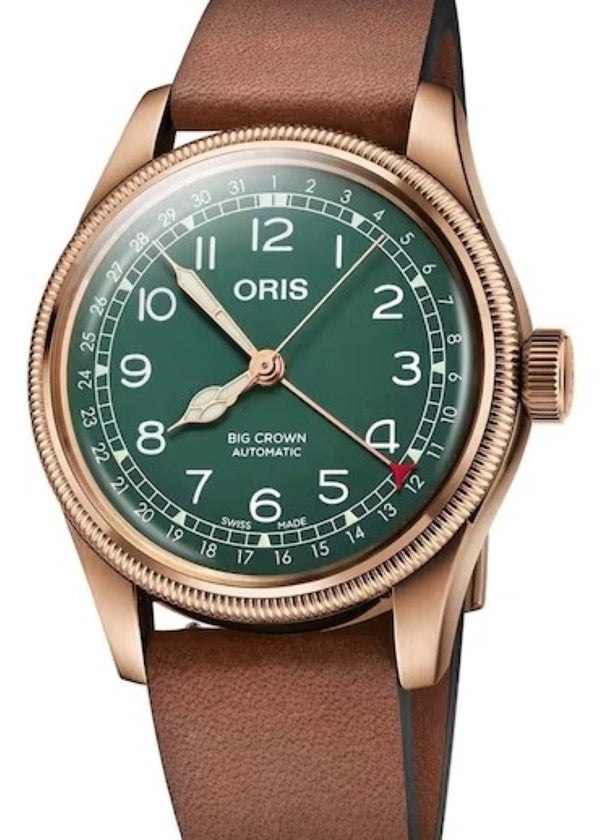 Oris Big Crown Pointer Date Zielony 40 mm Brąz