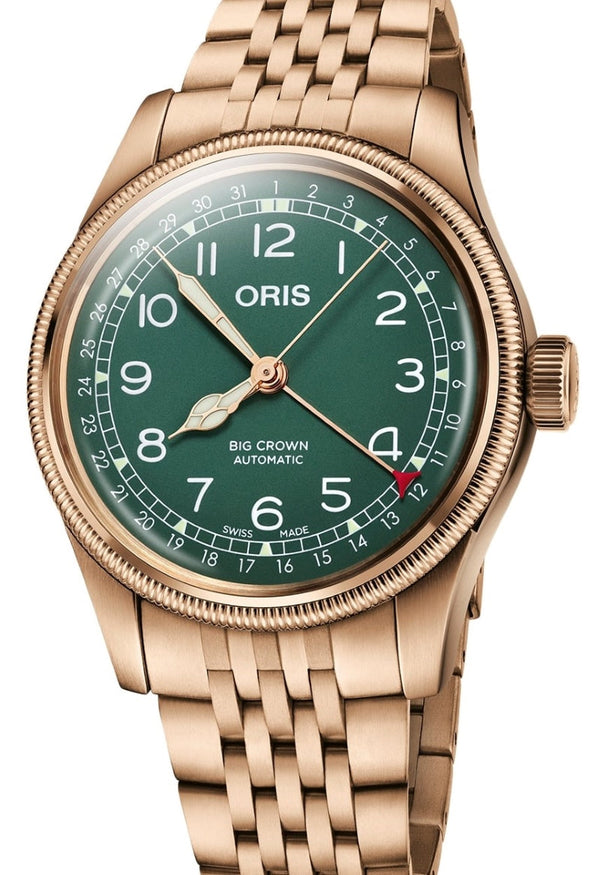 Oris Big Crown Pointer Date Zielony 40 mm Brąz