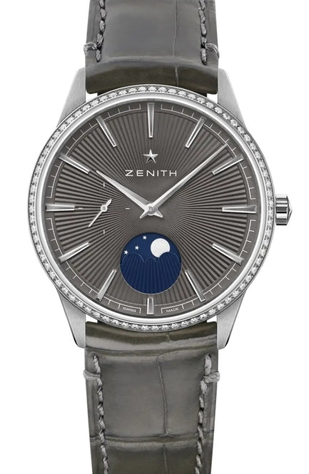 Zenith Elite Moonphase Szary 40 mm Stal