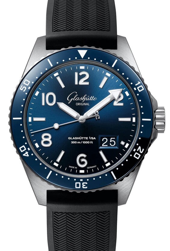 Glashütte Original SeaQ Panoramadatum Niebieski 43.2 mm Stal