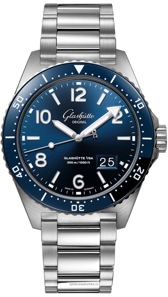 Glashütte Original SeaQ Niebieski 43.2 mm Stal