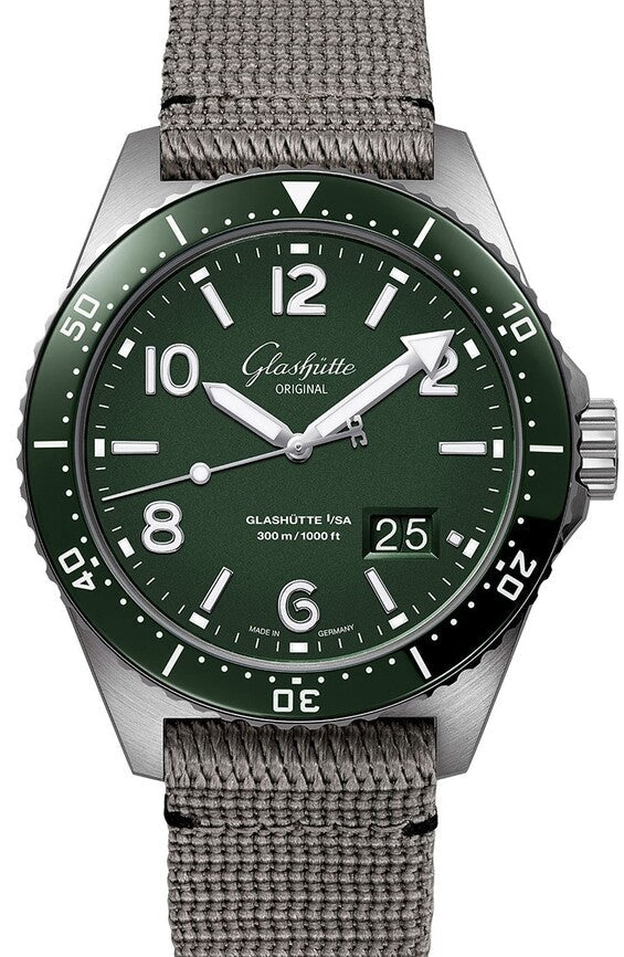Glashütte Original SeaQ Panoramadatum Zielony 43 mm Stal