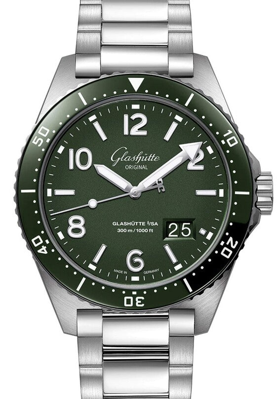 Glashütte Original SeaQ Panoramadatum Zielony 43 mm Stal