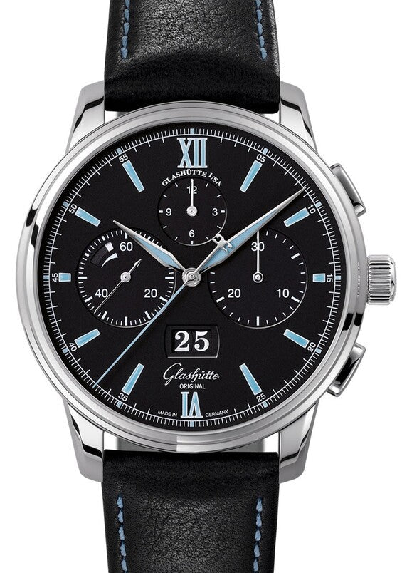Glashütte Original Senator Chronograph Czarny 42 mm Stal