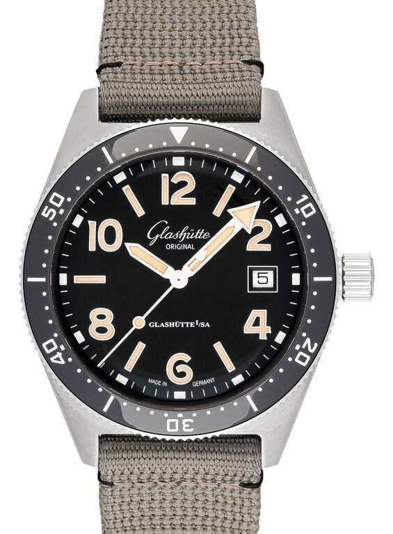 Glashütte Original SeaQ Czarny 39,5 mm Stal