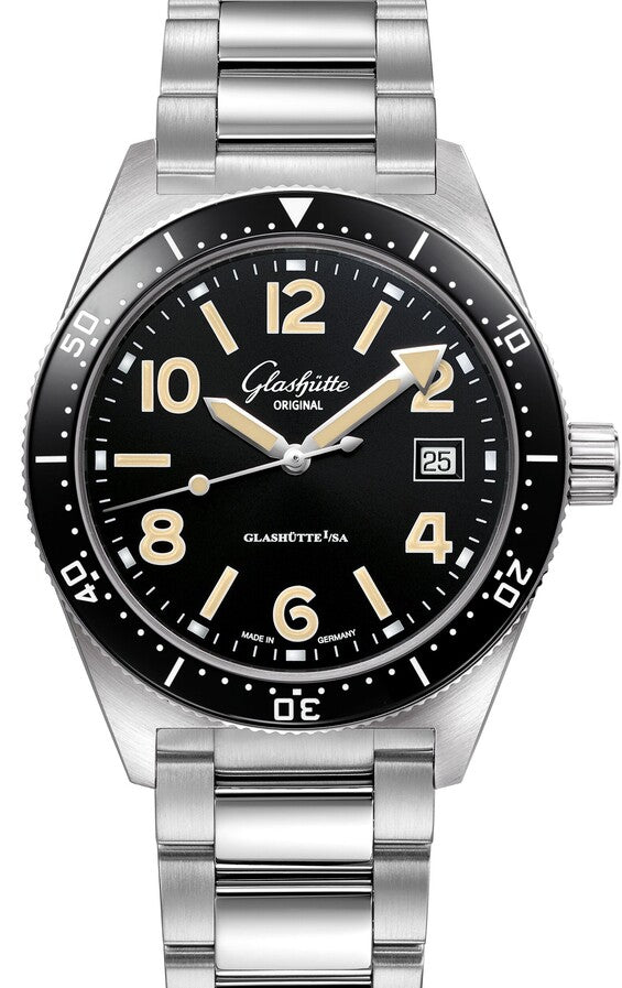 Glashütte Original SeaQ Czarny 39.5 mm Stal