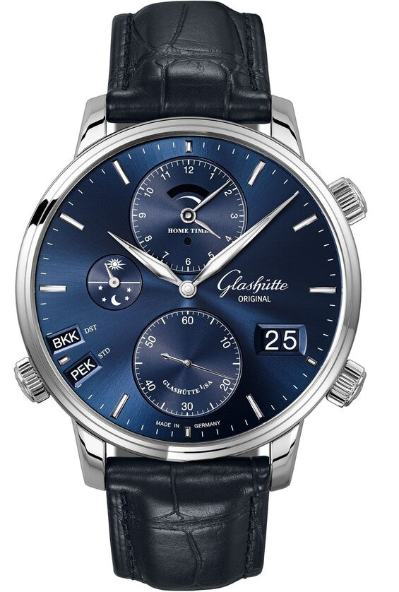 Glashütte Original Senator Cosmopolite Niebieski 44 mm Stal