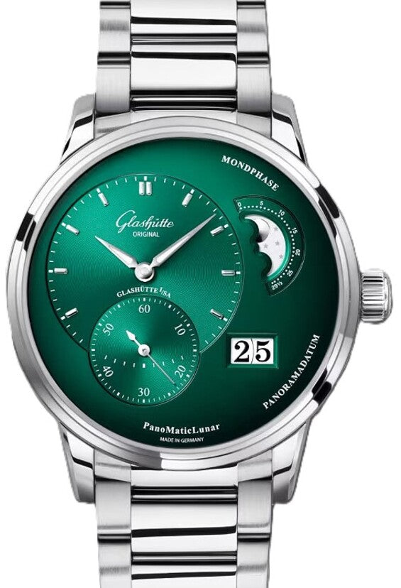 Glashütte Original PanoMaticLunar Green Zielony 40 mm Stal