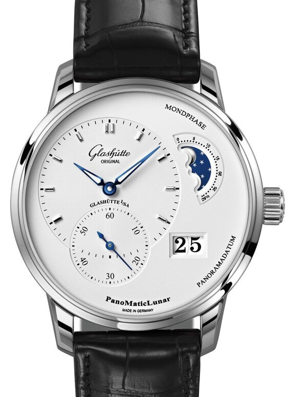 Glashütte Original PanoMaticLunar Srebrny 40 mm Stal