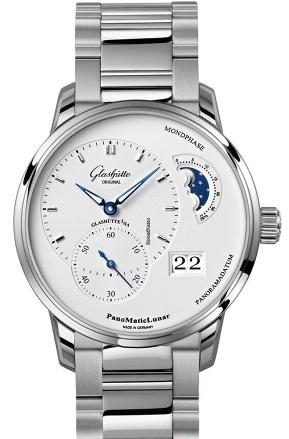 Glashütte Original PanoMaticLunar Srebrny 40 mm Stal