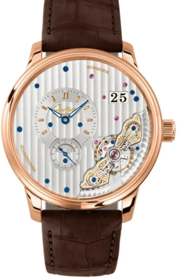 Glashütte Original Pano Srebrny 42 mm Zloto rozowe