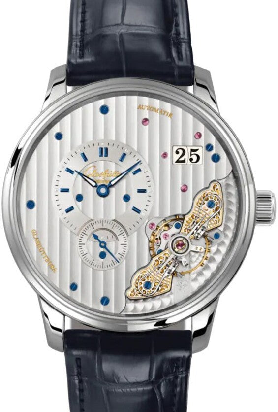 Glashütte Original PanoMaticInverse Srebrny 42 mm Stal