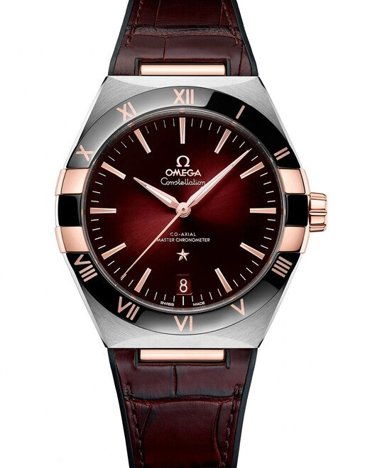 Omega Constellation Chronometer Bordowy Złoto/Stal