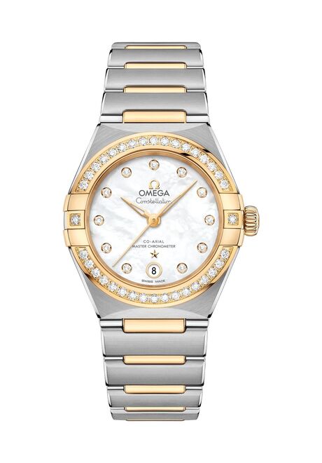 Omega Constellation Manhattan Master Masa perłowa Złoto/Stal