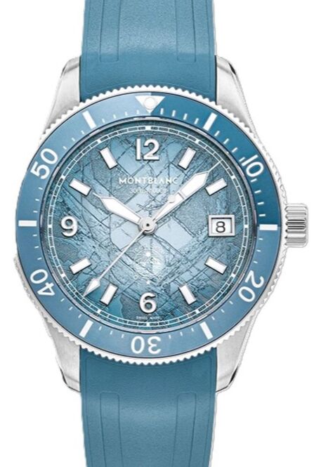 MontblancIced Sea Automatic Date 0 Oxygen Niebieski 38 mm Stal