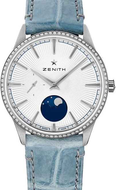 Zenith Elite Moonphase Biały 36 mm Stal