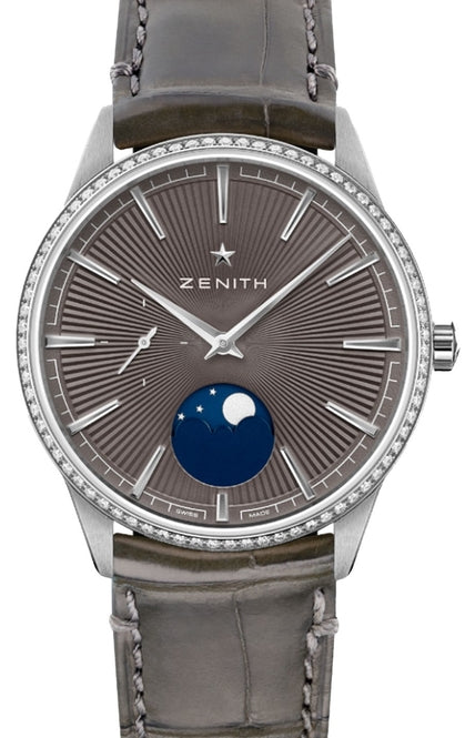 Zenith Elite Moonphase Szary 36 mm Stal