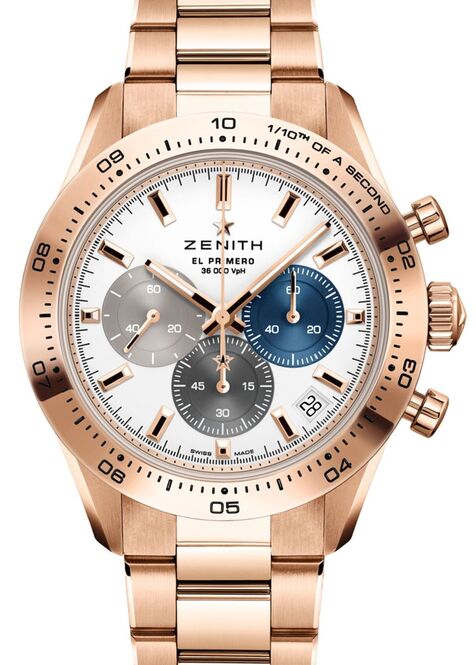 Zenith Chronomaster Sport Biały 41 mm Złoto różowe