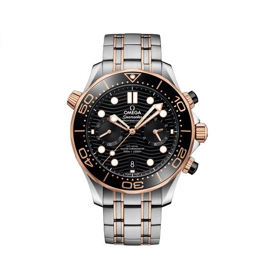 Omega Seamaster Diver Chronograph Czarny Złoto/Stal