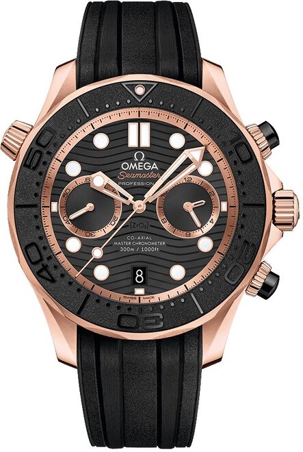 Omega Master Chronometer Chronograph Czarny Złoto różowe