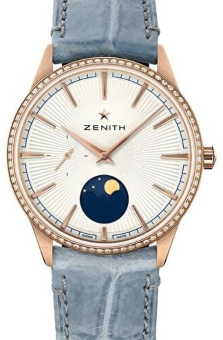 Zenith Elite Moonphase Srebrny 36 mm Złoto różowe