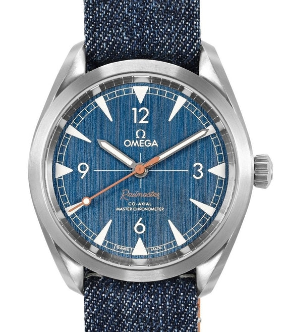 Omega Seamaster Railmaster 40 mm Stal Niebieski