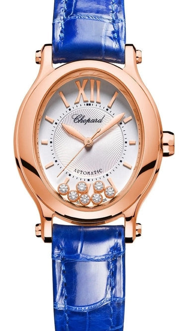 Chopard Happy Sport Oval Srebrny 29 mm Złoto różowe