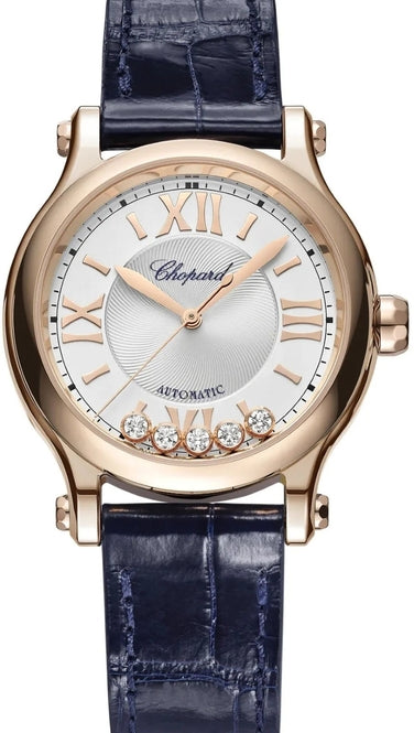 Chopard Happy Sport Srebrny 33 mm Złoto różowe