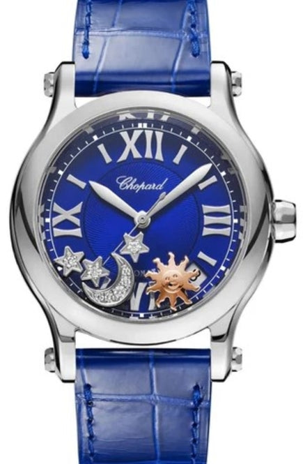 Chopard Happy Sport Sun Moon and Stars Niebieski 36 mm Stal