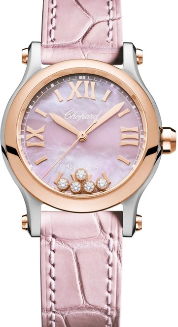 Chopard Happy Sport Różowy 30 mm Złoto/Stal