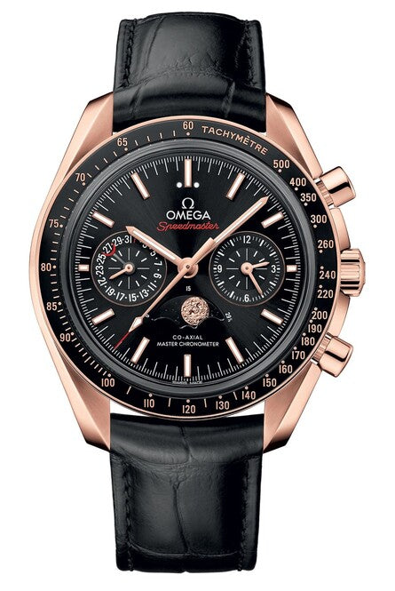 Omega Speedmaster Moonphase Czarny 44.25 mm Zloto rozowe