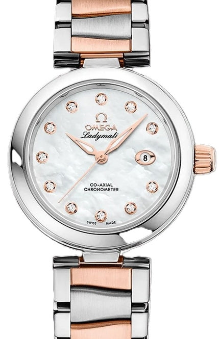 Omega De Ville Ladymatic 34 mm Zloto/Stal Masa perlowa