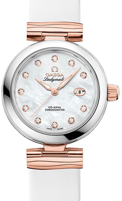 Omega De Ville Ladymatic 34 mm Zloto/Stal Masa perlowa