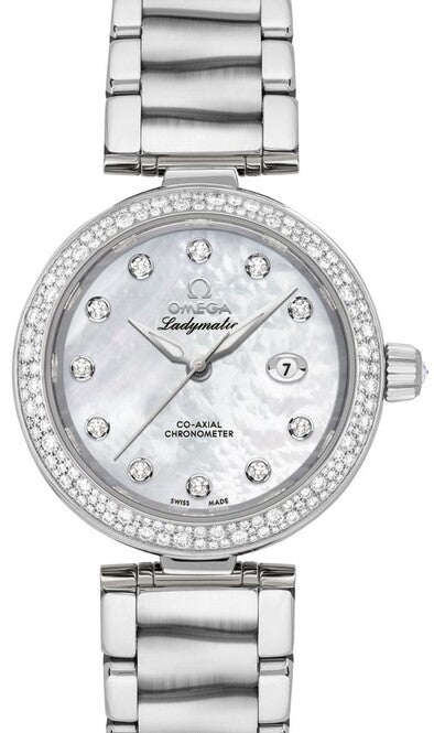 Omega De Ville Ladymatic 34 mm Stal Masa perlowa