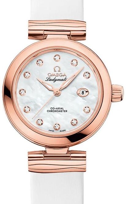 Omega De Ville Ladymatic 34 mm Zloto rozoweMasa perlowa