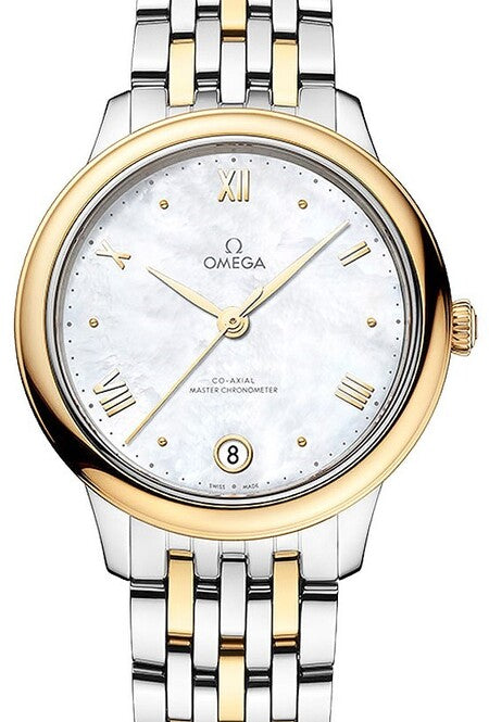 Omega De Ville Prestige 34 mm Zloto/Stal Masa perlowa