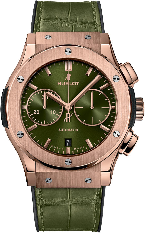 Hublot Classic Fusion Chronograph Zielony 45mm Złoto różowe