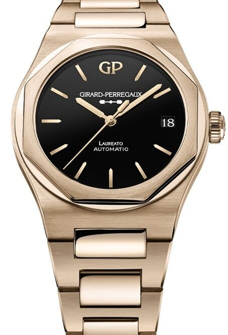 Girard Perregaux Laureato Czarny 42 mm Złoto różowe