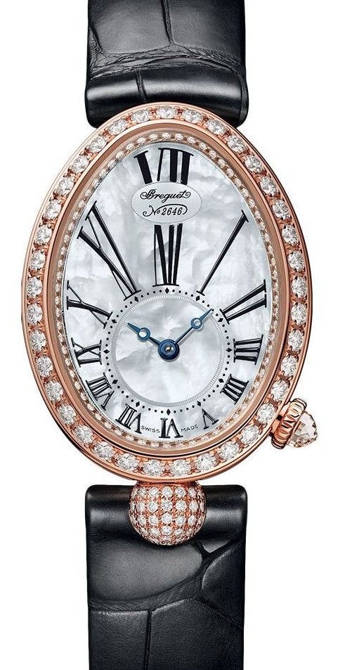 Breguet Reine de Naples Bialy 33 x 25 mm Zloto rozowe