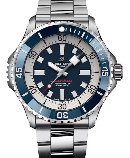 Breitling Superocean Niebieski 46mm Stal