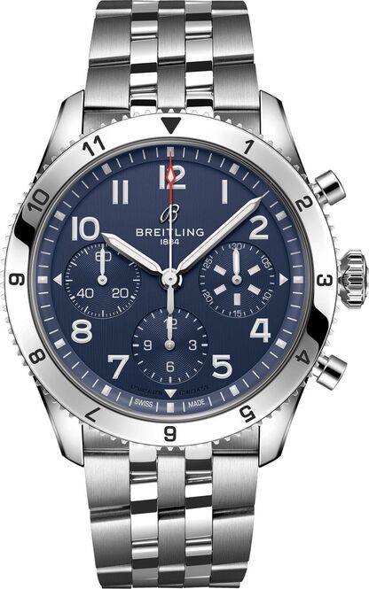 Breitling Classic Avi Chronograph Niebieski 42 mm Stal