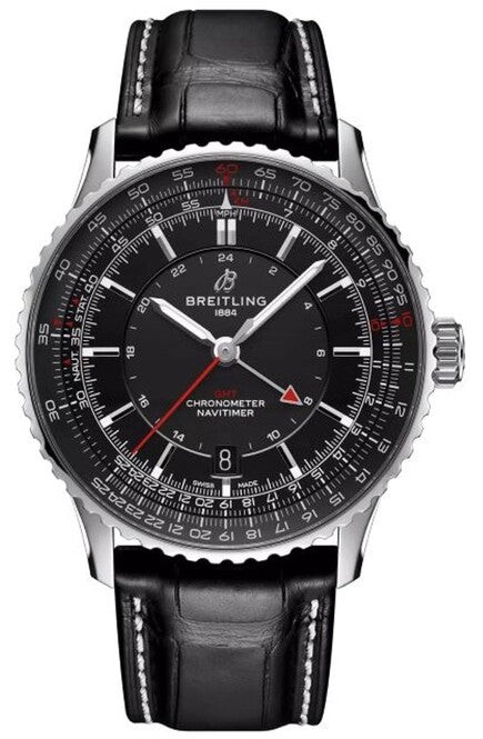 Breitling Navitimer GMT Czarny 41 mm Stal