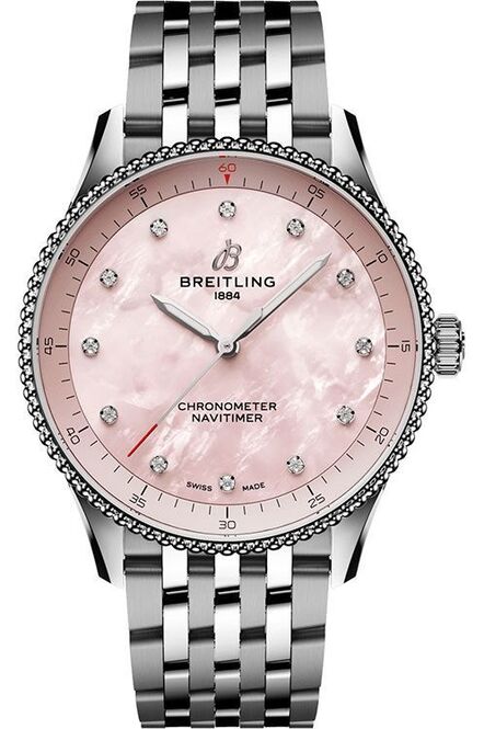 Breitling Navitimer Rozowy 32 mm Stal