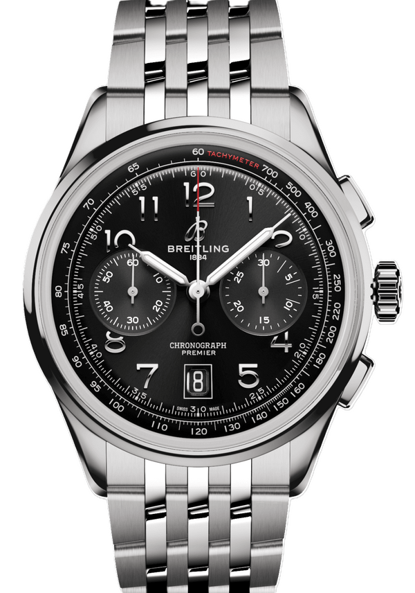 Breitling Premier Czarny 42mm Stal